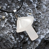 23×28mm Natural Crystal Mushroom Pendant Necklace, Healing Gemstone Umbrella Charm for Women