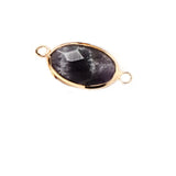 Oval Faceted Natural Gemstone Connector Charms Gold Plated Double Loop Pendant for Bracelet Necklace Jewelry Making DIY Craft