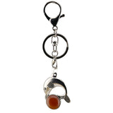 Bohemian Silver Marine Dolphin Key Ring • Cute Sea Animal Crystal Sphere Holder Clip • Heavy-Duty Swivel Lobster Clasp Christmas Gift