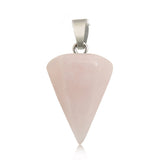 Gothic Faceted Cone Crystal Necklace, Natural Gemstone Pendulum Pendant with Stainless Steel Chain, Minimalist Bullet Point Choker Gift for Women & Men