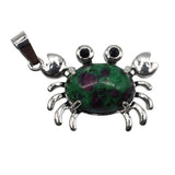 Natural Gemstone Crab Pendant | Silver-Tone Alloy Animal Charm for DIY Jewelry