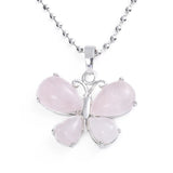 Natural Crystal Butterfly Pendant Teardrop Gemstone Silver‑Plated Alloy Charm Reiki Chakra Healing Stone Pendant for DIY Necklace Jewelry Making Bulk Wholesale