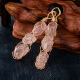 Tumbled Stone Pendant with Gold Wire Mesh Wrapping | Handmade Natural Crystal Charm for Calm Healing Jewelry