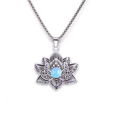 Stainless Steel Vintage Link Chain Custom Jewelry Bohemian Style Lotus Flower Jewelry for Women Necklace