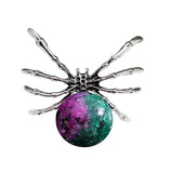 47×40mm Natural Crystal Ball Spider Pendant | Gothic Antique Silver Insect Charm for DIY Jewelry