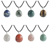 23×25mm Hand-Carved Crystal Footprint Pendant | Natural Gemstone Paw Print Necklace for Healing