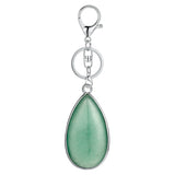 Natural Stone Teardrop Bezel Wrapped Key Chain, Water‑Drop Shaped Gem Charm Chakra Reiki Healing Crystal Keyring for Bag Accessory