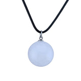 20mm Natural Crystal Sphere Pendant With Black Wax Cord, Round Gemstone Ball Chakra Healing Necklace Charms For DIY Jewelry Making & Friendship Gift