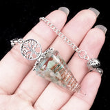 Chips Gemstone Tree of Life Resin Pendulum - Orgone Healing Dowsing Tool with Silver Chain for Divination, Hypnosis & Reiki - Spiritual Gemstone Gift for Wealth & Positivity