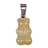 Cute Natural Crystal Gummy Bear Pendant Necklace - Healing Gemstone Amethyst Rose Quartz Bear Charms Jewelry Gift for Women