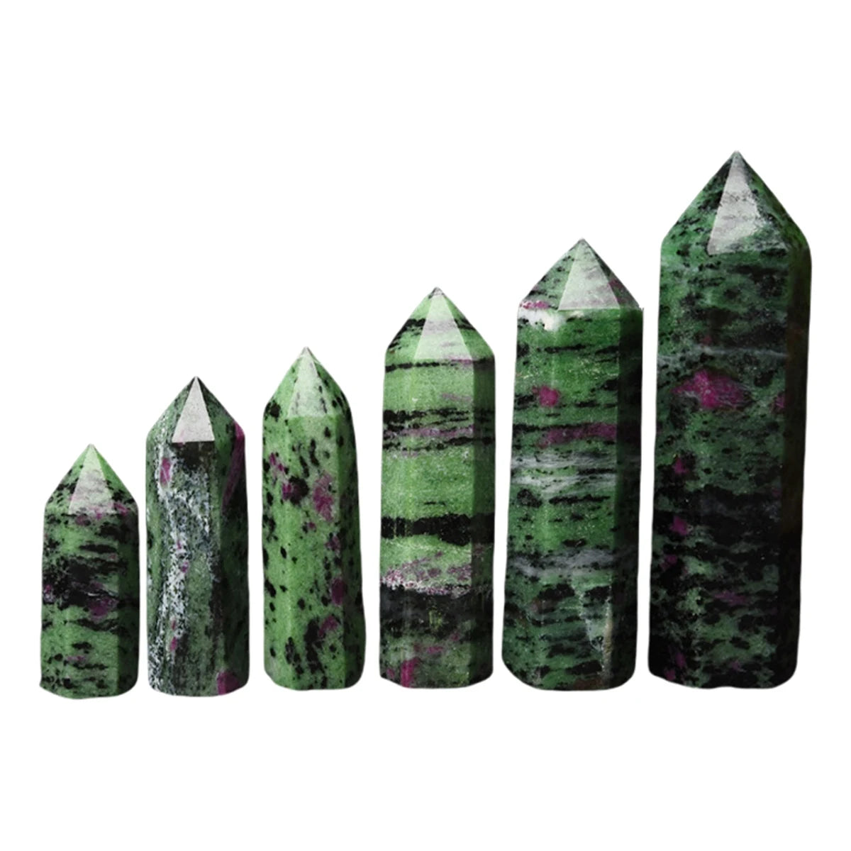Natural Ruby Zoisite Crystal Point Tower Polished Hexagonal Obelisk Wand for Home Decor Meditation Crystal Collection Gift