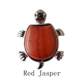 Natural Crystal Turtle Pendant Necklace, Mixed Chakra Healing Stone Tortoise Charm, Reiki Gemstone Longevity Turtle Jewelry Gift for Women Men