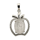 Natural Stone Apple Pendant Necklace • Sterling Silver Crystal Fruit Charm • Healing Crystal Gemstone Jewelry Gift for Women