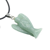 Handmade Craved 1.5Inch Gemstone Angel Pendant Necklace -45CM Black Cord #SN1531