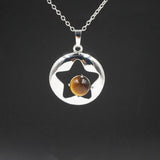 Crystal hollow Star Pendant Necklace Fashion Pendant Natural Sterling Silver Pentagram with 18 Inch Chain Necklace For Women