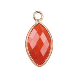 Natural Crystal Marquise Cut Pendant: 18mm Gold-Plated Healing Stone Charm for Necklaces & Spiritual Gifts