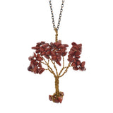 Hand‑Wrapped Gold Wire Tree of Life Pendant Necklace, Natural Chip Gemstone Tree Pendant with 20 Inch Gold Chain, Reiki Chakra Healing Crystal Tree Jewelry for Women