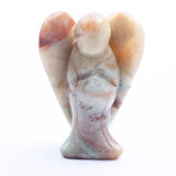 1.5Inch Gemstone Angel Figurine #SP1930 Hand Carved Pocket Healing Crystal Statue Perforated Spiritual Pendant for DIY Jewelry, Yoga Decor & Christmas Gifts