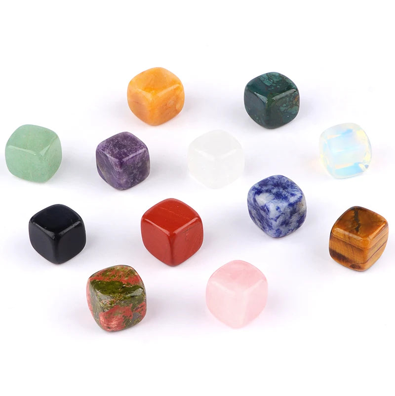 13mm Gemstone Cube Tumbled Stones | Natural Crystal for Plant Decor, Home Ornaments & DIY Making