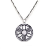 Hollow Life Flower Stainless Steel Gemstone Necklace for Women Men