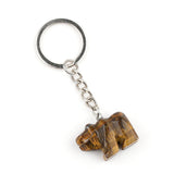 Cute Hand-Carved Natural Stone Polar Bear Keychain - Gemstone Crystal Animal Totem Keyring Backpack Purse Charms Gift