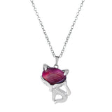 20×30mm Natural Crystal Fox Head Pendant Necklace, Healing Gemstone Beads for DIY Jewelry