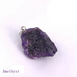Natural Raw Rough Crystal Pendant Necklace, Unpolished Chakra Healing Stone Pendant with Black Wax Cord for Women Men