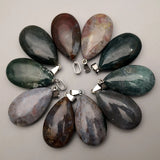 Natural Gemstone Teardrop Pendant Water Drop Chakra Healing Gemstone Charm for DIY Necklace Making