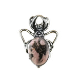 26×36mm Antique Silver Spider Pendant | Natural Crystal Cabochon Gothic Insect Charm for Jewelry Making