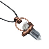 Raw Crystal Point Pendant Necklace - Antique Copper Wrapped Rough Citrine, Amethyst, Kyanite Quartz Natural Stone Witchy Jewelry Gift