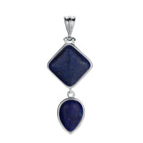 Geometric Elegance Natural Gemstone Pendant – Double Tier Rhombus & Teardrop Crystal Jewelry Gift