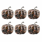 6Pcs Set 30MM Natural Crystal Pumpkin Figurines Gemstone Pumpkin Ornament With Metal Stem Halloween Healing Crystal Gift