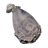 Teardrop Natural Gemstone Pendant, Silver Floral Leaf Wrapped Stone Charm, 45x27mm Pear Shape Crystal Pendant, Boho Reiki Healing Necklace Jewelry
