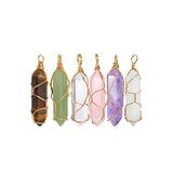 Natural Quartz Crystal Pendant Handmade Wire Wrapped Hexagonal Point Healing Chakra Reiki Stone Necklace for Women Men