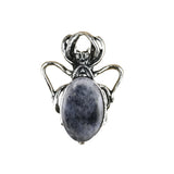 26×36mm Antique Silver Spider Pendant | Natural Crystal Cabochon Gothic Insect Charm for Jewelry Making