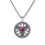 Hollow Life Flower Stainless Steel Gemstone Necklace for Women Men