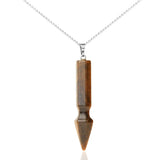 Natural Faceted Bullet Cone Crystal Pendant Necklace 72mm Chakra Healing Gemstone Point Charm with 18 Inch Silver Bead Chain