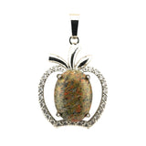 Natural Gemstone Christmas Fruit Apple Pendant Necklace for Women Men Teachers Appreiation Gift For Mentor Coach Principa