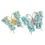 Natural Crystal Chip Butterfly Ornament | Gold-Plated Frame Handmade Gemstone Home Decor