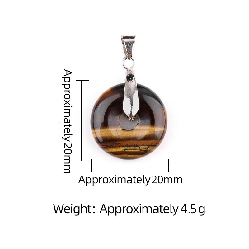 Natural Gemstone Ping Buckle Shaped Pendant with Silver Metal  Mixed Agate Crystal Pendant Jewelry Gift Bring Health