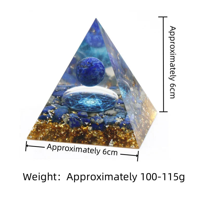 50/60MMSolar Gemstone Sphere Pyramid Ornament for Home Office Decor