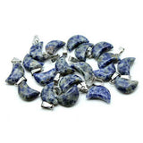 13×18mm Natural Crystal Moon Pendant, Healing Chakra Gemstone Charms for Jewelry Making