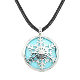 Hollow Snowflake Pendant Silver Plated Natural Crystal Inlay Winter Charm for Christmas Necklace Making