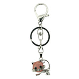 Healing Crystal Rose Quartz Semiprecious Stone Crafts Charm Cat Pendant Keychain for Women and Men