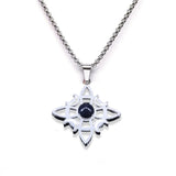 Stainless Steel Witch’s Knot Gemstone Necklace  Celestial Moon Goddess Pendant - Wiccan Protection Jewelry for Women & Men