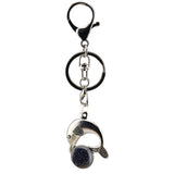 Bohemian Silver Marine Dolphin Key Ring • Cute Sea Animal Crystal Sphere Holder Clip • Heavy-Duty Swivel Lobster Clasp Christmas Gift