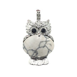 Silver Owl Gemstone Pendant for Making Jewelry #SP1760 Healing Chakra Crystal Bird Animal