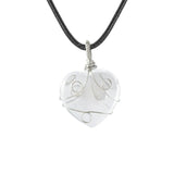 Handmade Wire Wrapped 30mm Heart Gemstone Pendant Necklace 45CM Black Cord #SN1751