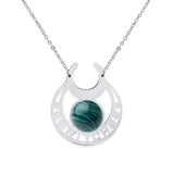 Stainless Steel Witch Moon Pendant Necklace - Triple Moon Goddess Symbol with Moonstone Style Gemstone - Wiccan Pagan Jewelry for Women & Men