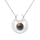 Stainless Steel Witch Moon Pendant Necklace - Triple Moon Goddess Symbol with Moonstone Style Gemstone - Wiccan Pagan Jewelry for Women & Men